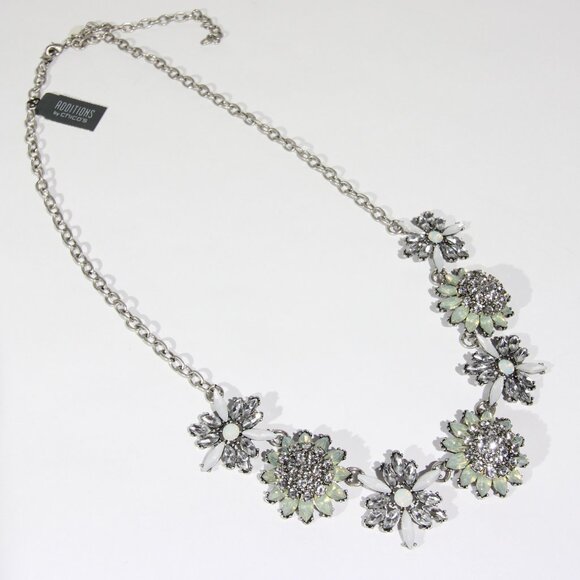 NWT Additions by Chico's Silver Tone Flower Rhinestone Necklace - Picture 4 of 8